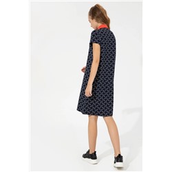 Kadın Lacivert Polo Yaka Örme Elbise