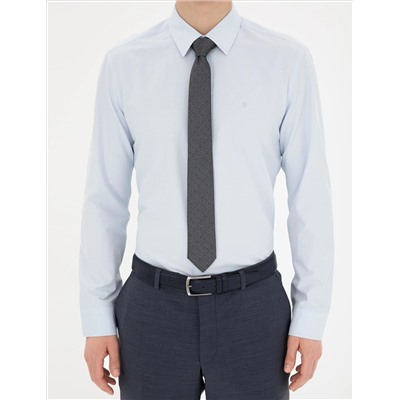 Açık Mavi Slim Fit Uzun Kollu Basic Gömlek