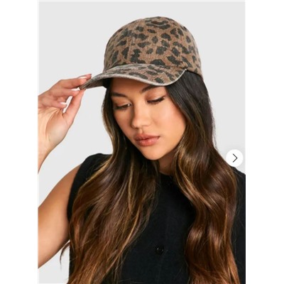 Бейсболка с леопардовым принтом из хлопкового твила