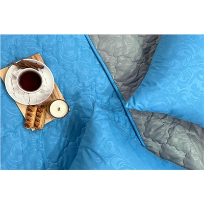 Комплект постельного белья с одеялом New Style КМ-030 голубой-серый