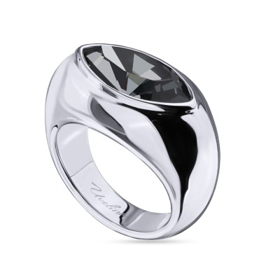 Кольцо Эдем (кристаллы SW темно-серые; покрытие родий), Есть комплект