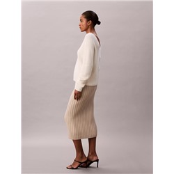 Rib Cotton Midi Skirt