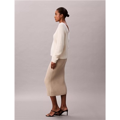 Rib Cotton Midi Skirt