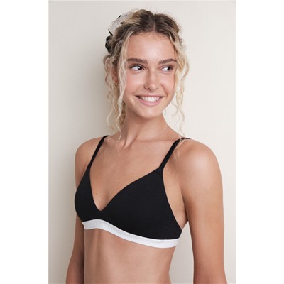 Sujetador triangular relleno fijo negro