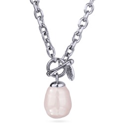 Кулон Якорь (Майорка 18мм холодно-розовая; покрытие родий) 50см, Есть комплект