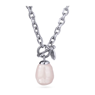 Кулон Якорь (Майорка 18мм холодно-розовая; покрытие родий) 50см, Есть комплект