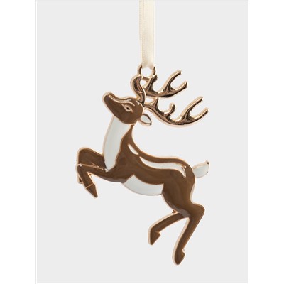 Игрушка елочная, 8 см, металл, золотистая, Прыгающий олень, New year