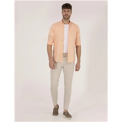 Turuncu Slim Fit Uzun Kollu Gömlek