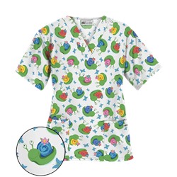 UA I Feel Pretty White Print Scrub Top
