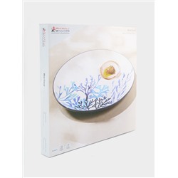 Блюдо, 36 см, керамика К, белое, круглое, Синие кораллы, Blue Coral