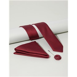 Kırmızı 3'lü Kravat Mendil Set