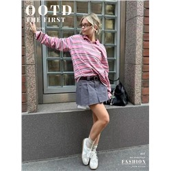 Женский пуловер поло в полоску, фабрика (5 цветов)