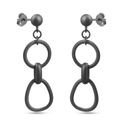 Серьги Силуэт (покрытие матовый черный родий)