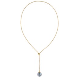 Кулон (Майорка 14мм голубая; покрытие золото) 72см, Есть комплект