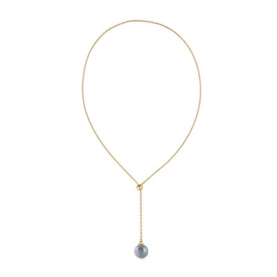 Кулон (Майорка 14мм голубая; покрытие золото) 72см, Есть комплект