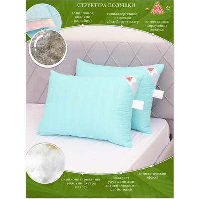 Подушка простёганная Конопляным волокном коллекция Здоровый сон