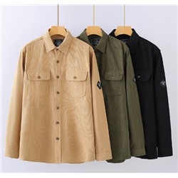 Мужская однотонная вельветовая рубашка