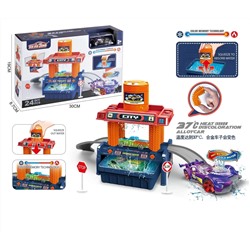 Игровая автомойка Город, в комплекте 1 машинка и 8 дорожных знаков. Машинка меняет цвет от температу