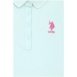 Kız Çocuk Su Yeşili Kısa Kol Örme Elbise