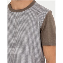 Vizon Melanj Slim Fit Bisiklet Yaka Triko Tişört