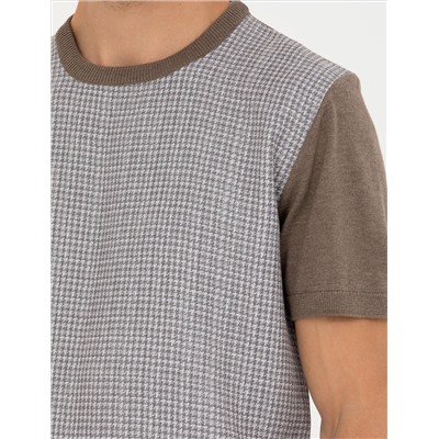 Vizon Melanj Slim Fit Bisiklet Yaka Triko Tişört