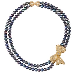 Колье (жемчуг бензиновый 8мм, белый фианит; покрытие золото) 45см, Есть комплект