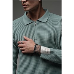 Свитер с замком бирюза