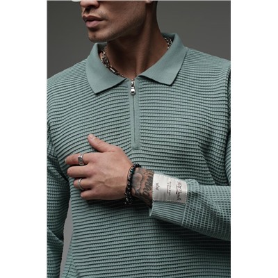 Свитер с замком бирюза