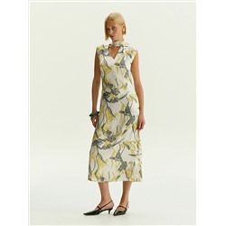 Платье миди из 100% вискозы с цветочным принтом, PL1740/narcis
