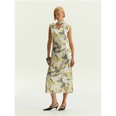 Платье миди из 100% вискозы с цветочным принтом, PL1740/narcis