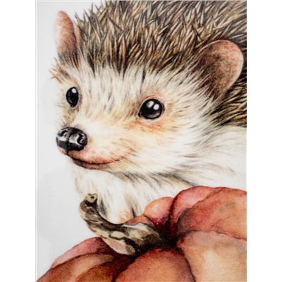 Подставка под кружку, 11 см, квадратная, керамика/пробка, белая, Еж Autumn forest