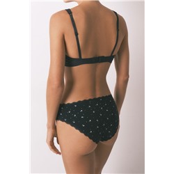 Braga clásica ancha algodón negra estampado flores