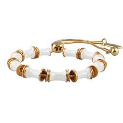 Браслет Бамбук (эмаль белая; покрытие золото) 23см, Есть комплект