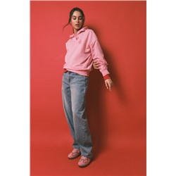 Sudadera capucha felpa algodón rosa