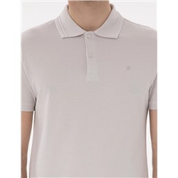 Açık Gri Slim Fit %100 Pamuk Polo Yaka Basic Tişört
