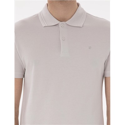 Açık Gri Slim Fit %100 Pamuk Polo Yaka Basic Tişört