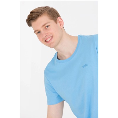 Erkek Turkuaz Basic Bisiklet Yaka Tişört