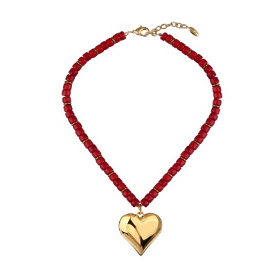 Колье Селена (коралл 5-6мм; покрытие золото) 45-53см, Есть комплект