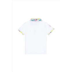 Kız Çocuk Beyaz Basic Polo Yaka Tişört