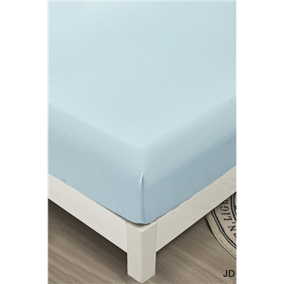 Комплект постельных принадлежностей, простыня на резинке Борт 25 + 2 наволочки 50*70 голубой