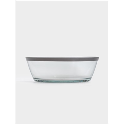 Контейнер, 2,3 л, стекло/пластик, круглый, серый, Basis