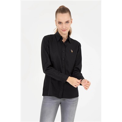 Kadın Siyah Uzun Kollu Basic Gömlek