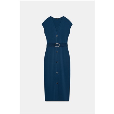 STRETCH MIDI DRESS WITH BELT