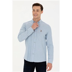 Erkek Açık Mavi Uzun Kollu Basic Gömlek