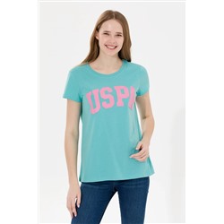 Kadın Mint Bisiklet Yaka Tişört