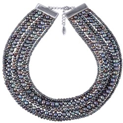 Колье Виктория (жемчуг бензиновый 3-6мм; покрытие родий) 36-40см, Есть комплект