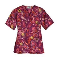 UA Tibetan Tease Wine Print Scrub Top