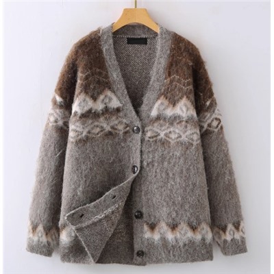 Свободный однобортный свитер-кардиган