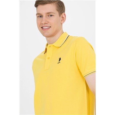 Erkek Koyu Sarı Basic Polo Yaka Tişört