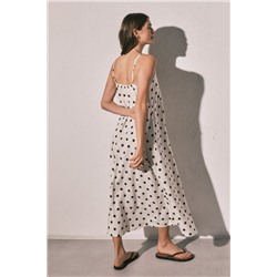 Vestido largo estampado lunares B&W